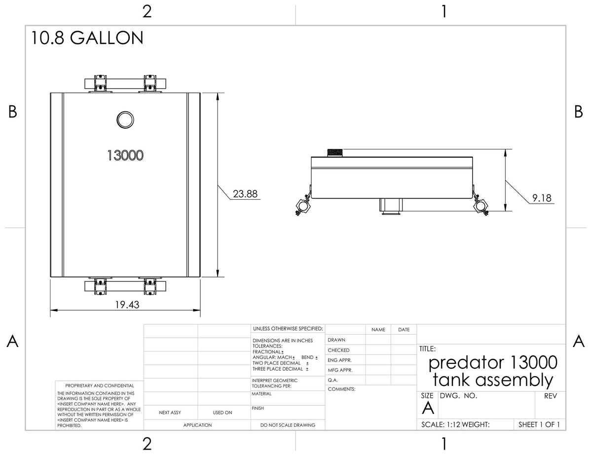 Generator gas tank - Predator 13000